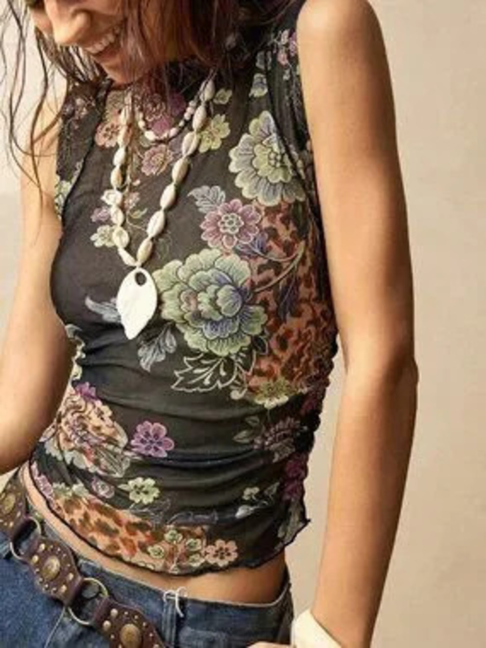 ZARA Multicolor Casual Women's Vacation Floral Knit Top